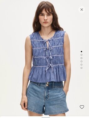 NWT J. Crew Blue Gingham Tie-Front Peplum Camisole